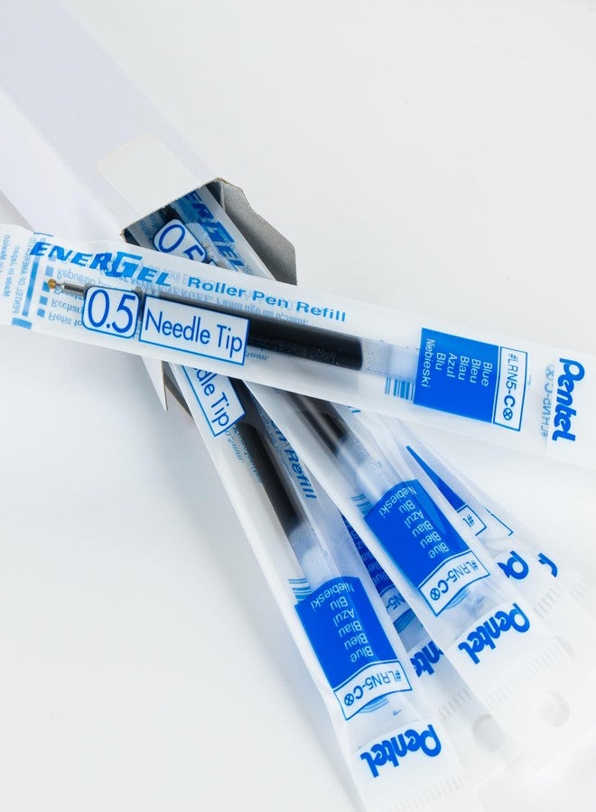 بنتل حبر إعادة تعبئة Pentel - لقلم جل EnerGel، طرف إبرة 0.5 مم، رفيع، حبر أزرق، عبوة من 6 عبوات إعادة تعبئة (LRN5-6C) - Image 4